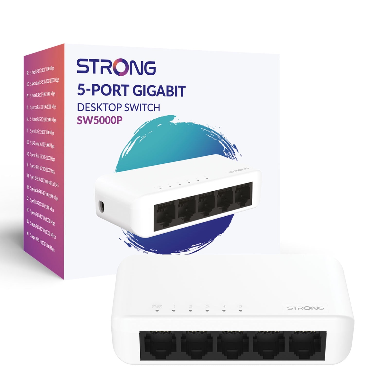 STRONG SW5000PUK 5-Port Gigabit Switch - Fanless Plastic Design STRONG SW5000PUK 5-Port Gigabit Switch - Fanless Plastic Design